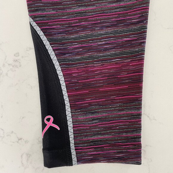 Running Room Fit-Wear Striped Crop Capri Length Leggings Pink Purp Blk Gray Sz M - Picture 7 of 13